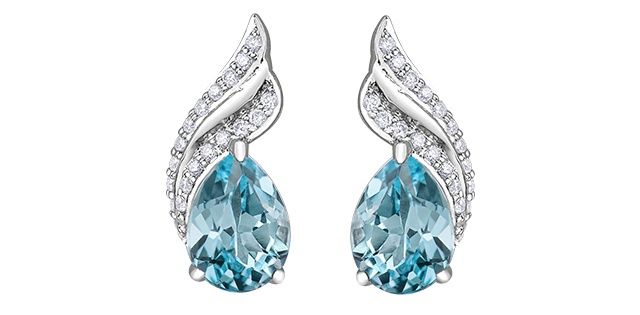 Corona Blue Topaz 10KW Gemstone Earrings