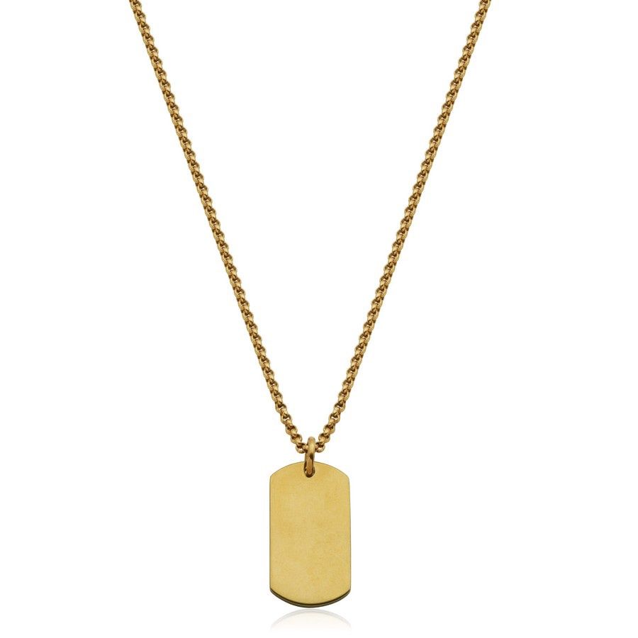Steelx Necklace Stainless Steel - Gold Plated Dog Tag 18&quot;