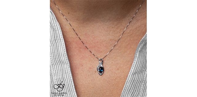 Forever Diamond Sapphire 10KW .018TW Necklace PLT27156