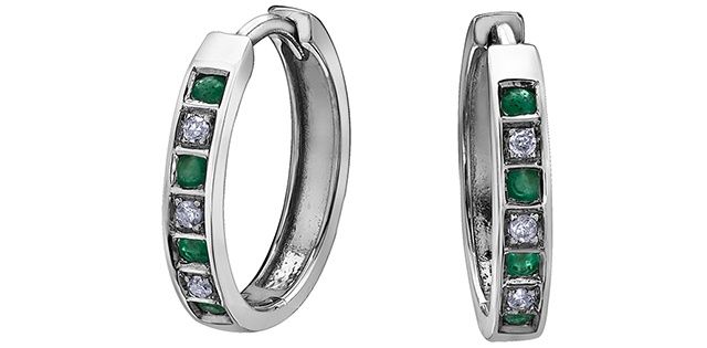 Forever Diamond Emerald Earrings 10KW .03TW 20013