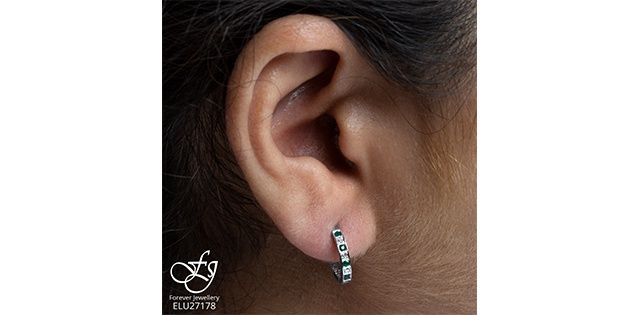 Forever Diamond Emerald 10KW .03TW Earrings ELU27178