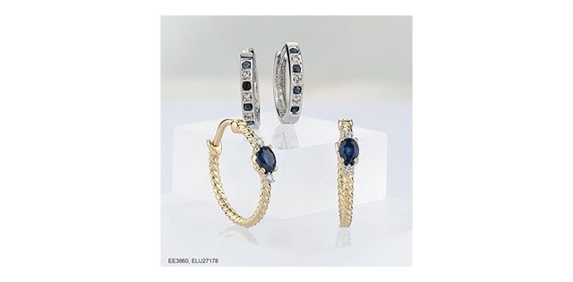 Forever Diamond Sapphire 10KW .03TW Earrings ELU27178