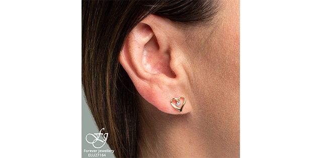 Forever Diamond Heart 10KY .015TW Earrings ELU27164