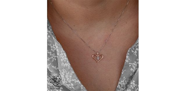 Forever Diamond Heart 10KRW .01TW Necklace PLT15480