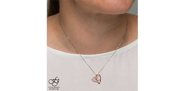 Forever Diamond Heart 10KRW .015TW Necklace PLT25130