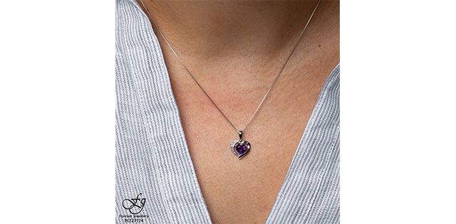Forever Diamond Amethyst 10KW .005TW Necklace PLT27174