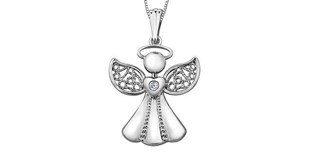 Forever Diamond Angel Necklace 10KW .015TW 20078