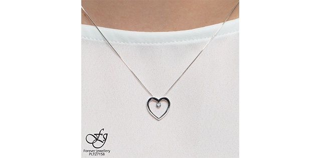Forever Diamond Heart 10KW .01TW Necklace PLT27158