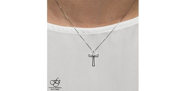Forever Diamond Cross 10KW .01TW Necklace PLT11600