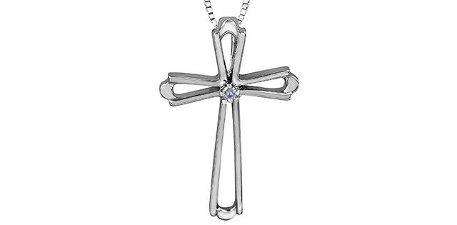 Forever Diamond Cross Necklace 10KW .01TW 20074