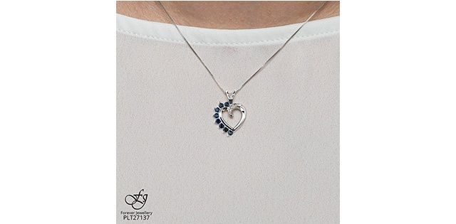 Forever Diamond Sapphire 10KW .03TW Necklace PLT27137
