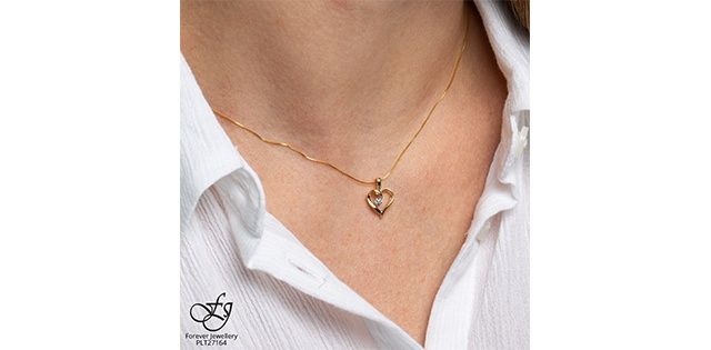Forever Diamond Heart 10KY .007TW Necklace  PLT27164