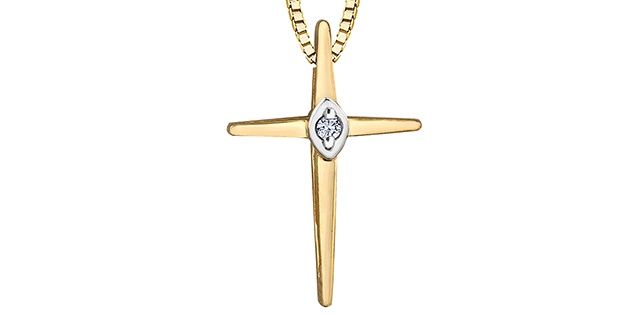 Forever Diamond Cross 10KY .015TW Necklace PLT11610