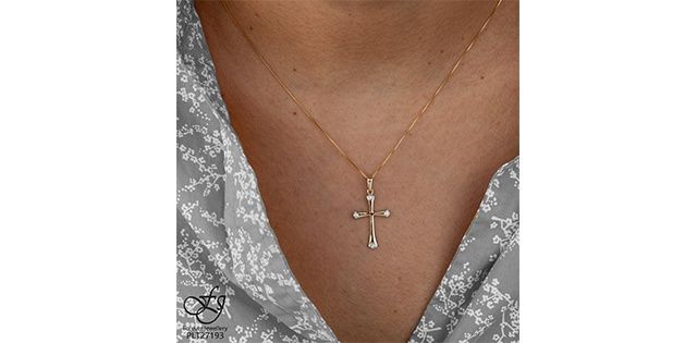 Forever Diamond Cross 10KY .03TW Necklace PLT27193