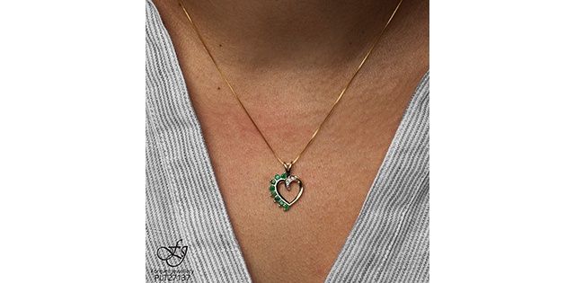 Forever Diamond Emerald 10KY .03TW Necklace PLT27137