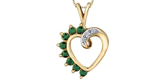 Forever Diamond Emerald Necklace 10KY .03TW 20022