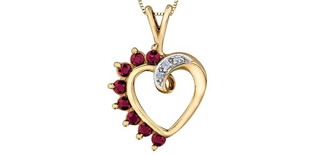 Forever Diamond Ruby Necklace 10KY .03TW 20021