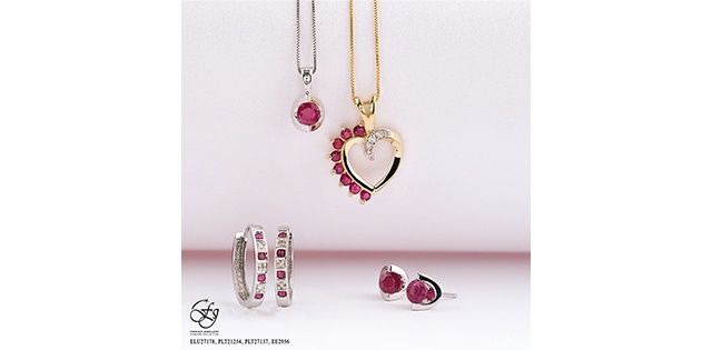 Forever Diamond Ruby 10KY .03TW Necklace PLT27137