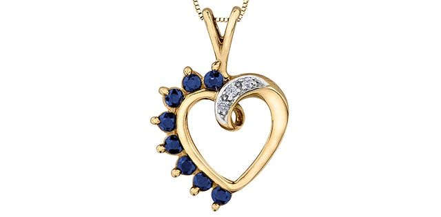 Forever Diamond Sapphire 10KY .03TW Necklace PLT27137