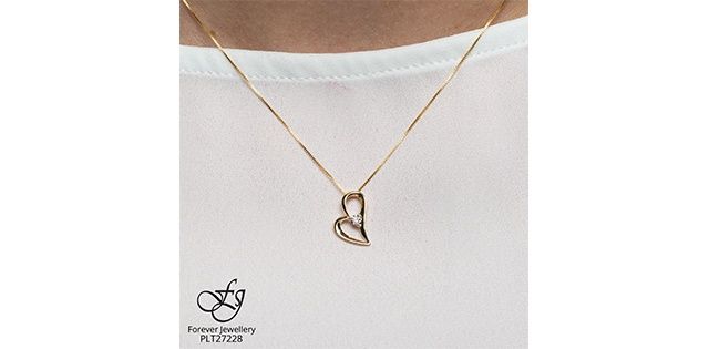 Forever Diamond Heart 10KYW .02TW Necklace PLT27228