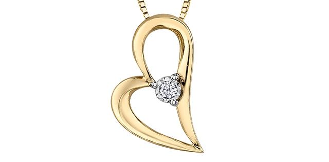 Forever Diamond Heart 10KYW .02TW Necklace PLT27228