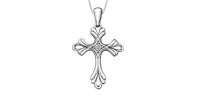 Maple Leaf Forever Diamond Cross Necklace 50027