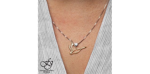 Maple Leaf Forever 10KY &amp; Sterling Silver .05TW Diamond Necklace PP3939