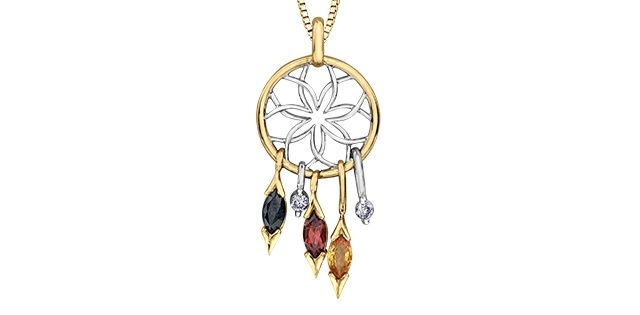 Maple Leaf Forever 10KYW .06TW Diamond Dreamcatcher Necklace PP1928