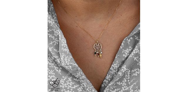 Maple Leaf Forever 10KYW .06TW Diamond Dreamcatcher Necklace PP1928