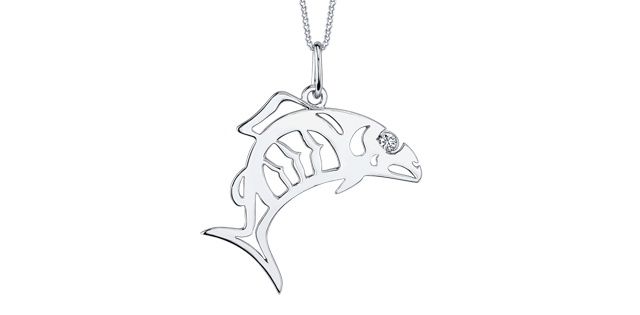 Maple Leaf Forever Diamond Salmon Necklace 50057