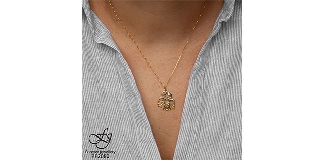 Maple Leaf Forever 10KY .02TW Diamond Eagle Necklace PP2080