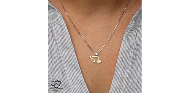 Maple Leaf Forever 10KY &amp; Sterling Silver .05TW Diamond Beaver Necklace PP3947