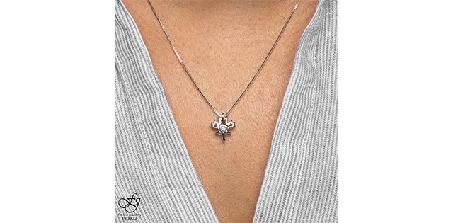 Maple Leaf Forever 10KR &amp; Sterling Silver .03TW Diamond Necklace PP3873