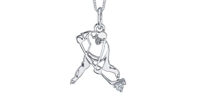 Maple Leaf Forever Diamond Hockey Player Necklace 50065