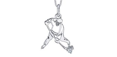 Maple Leaf Forever 10KW .02TW Diamond Hockey Player Necklace PP2675