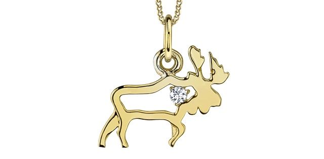 Maple Leaf Forever Diamond Moose Necklace 50067