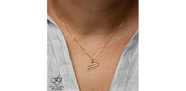 Maple Leaf Forever 10KY .02TW Diamond Moose Necklace PP2668