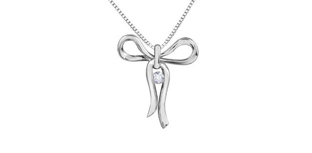 Maple Leaf Forever Diamond Bow Necklace 50077