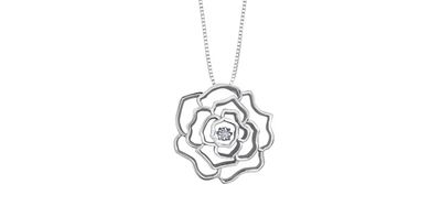 Maple Leaf Forever Sterling Silver .03TW Diamond Rose Necklace PP3413