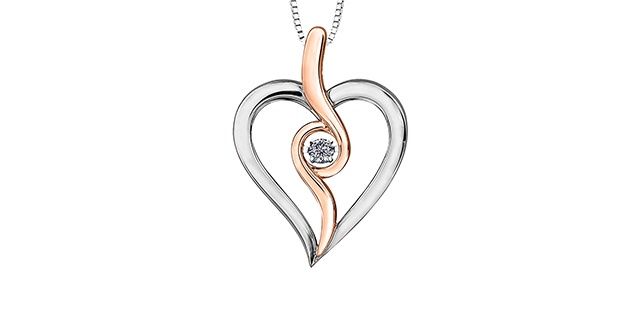 Maple Leaf Forever 10KR &amp; Sterling Silver .10TW Diamond Necklace PP3706