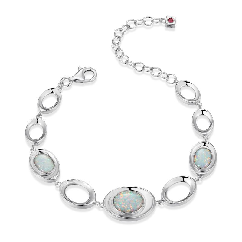 ELLE Sterling Silver Swirl Oval Opal Bracelet R1LAPQ394P