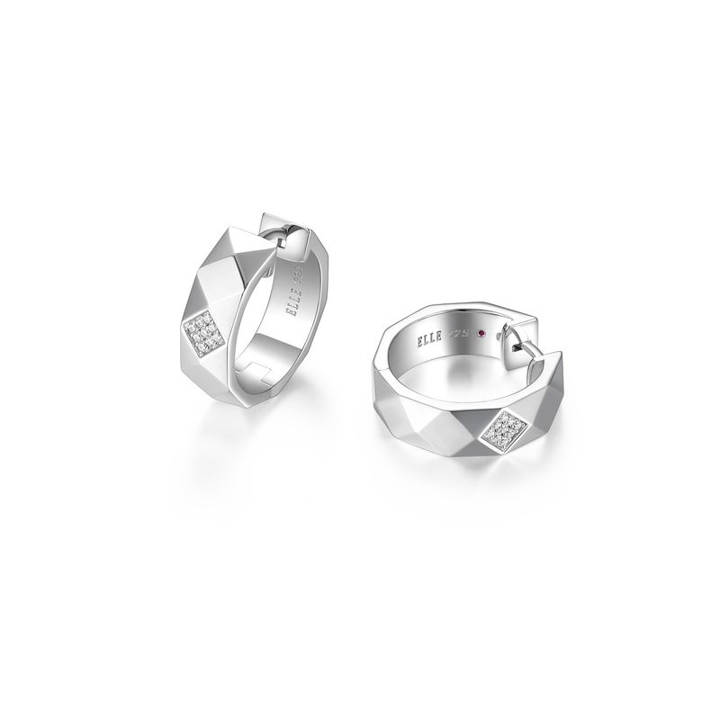 ELLE Sterling Silver Cubic Zirconia Quilted Earrings R2LCS1007T Captivate