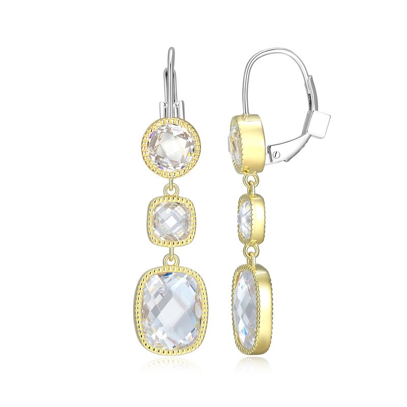ELLE Gold Plated Sterling Silver Cubic Zirconia Earrings 32LCTT006G Essence
