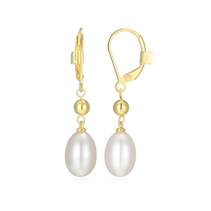 ELLE Gold Plated Sterling Silver Pearl Earrings 32LCU74503 Genesis