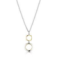 ELLE Sterling Silver Aureole 2-Tone Open Square Necklace R0LBNZA046