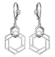 ELLE Earrings Sterling - Lattice Hexagon Dangle R2LCEWA003