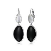 ELLE Earrings Sterling - Pebble Genuine Black &amp; White Pearl R2LCQN276G