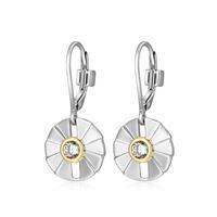 ELLE Earrings Sterling - Pleat 2 Tone Bezel R2LCSS0003