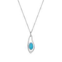 ELLE Sterling Silver Oasis Oval Turquoise Drop Necklace R0LC0QFV48