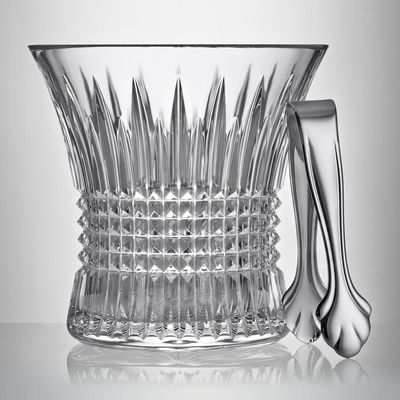 Lismore Diamond Ice Bucket 7.5" with Tongs Waterford